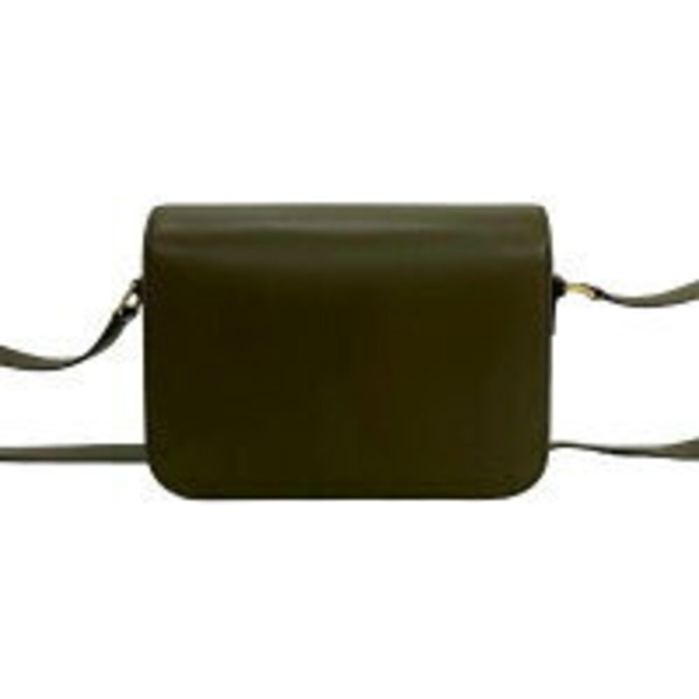 Celine Triomphe logo leather Shoulder Bag sacoche Khaki Green - Picture 4 of 8